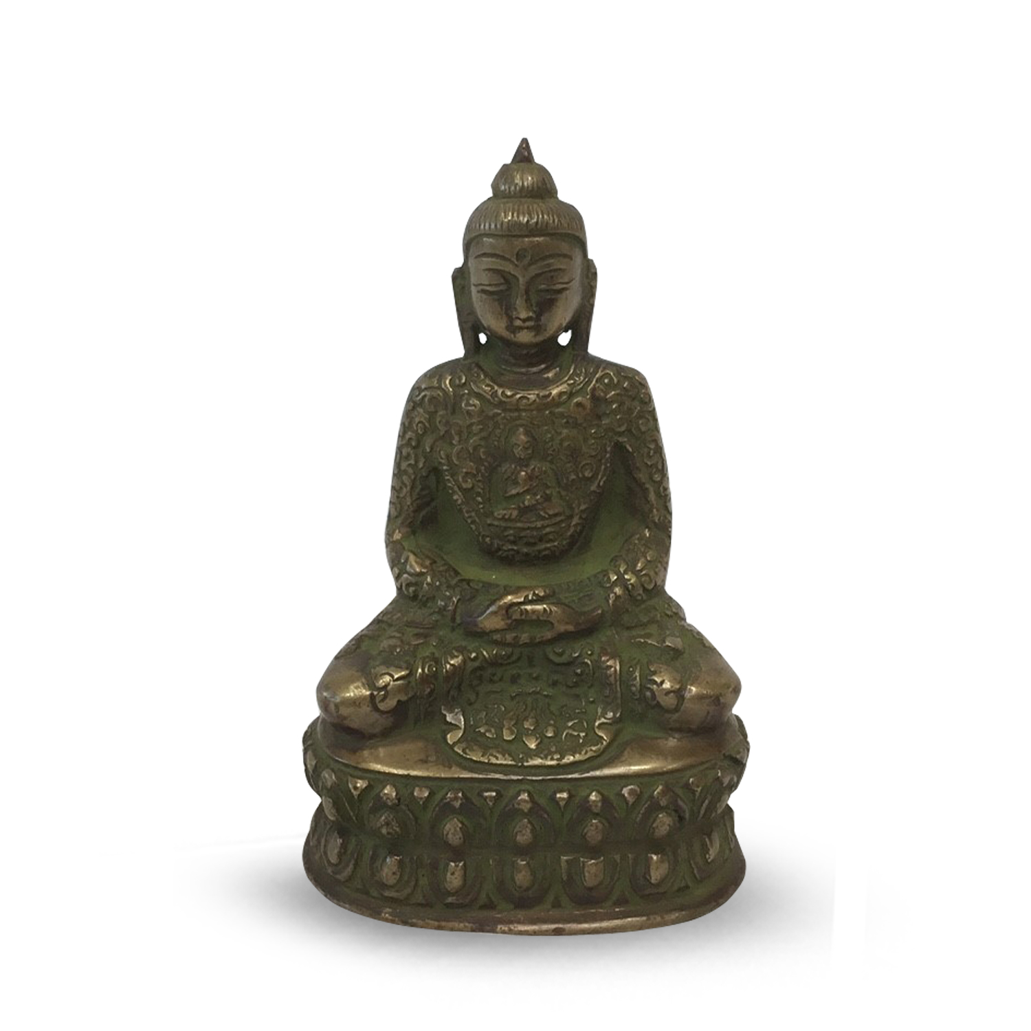 Buddha Gr-n Pulververedelung - 14 cm unter Home & Living - Spirituelle Figuren - Buddha Figuren - Sitzender Buddha