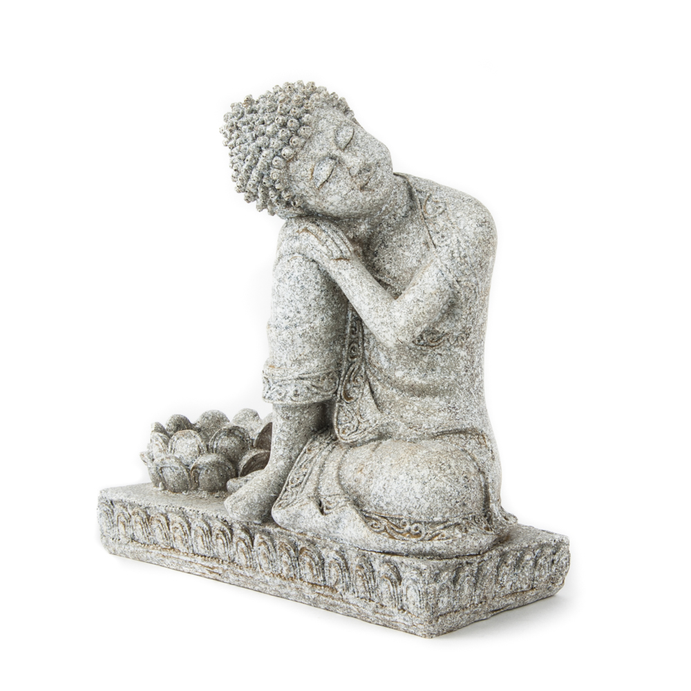 Buddha mit Kerzenhalter (steingrau- 17 cm) unter Home & Living - Spirituelle Figuren - Buddha Figuren - Sitzender Buddha