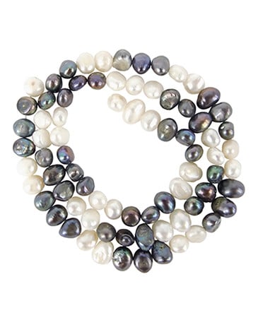 Edelstein Perlen-Strang Perle grau - wei- (6 mm) unter Schmuck - Perlen & Schn?rmaterial - Edelstein Perlen