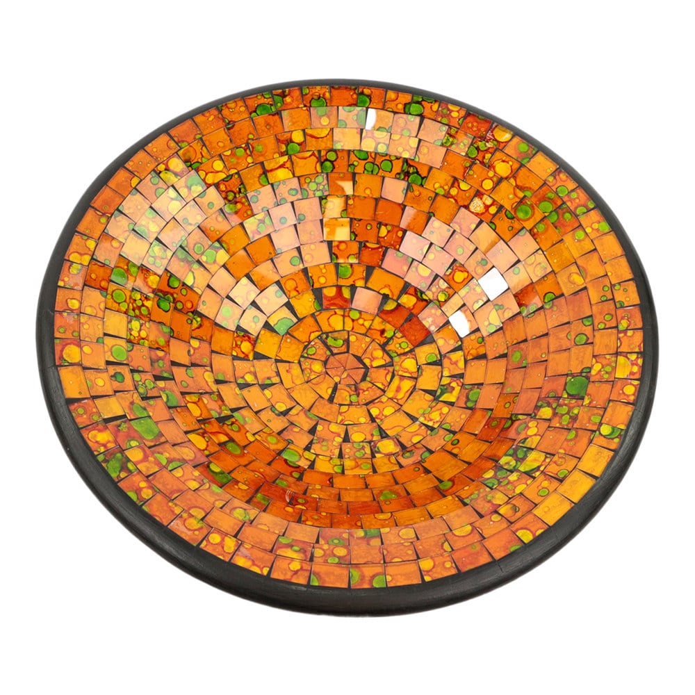 Schale Mosaik Orange-Gr-n (36 x 36 x 10 cm)