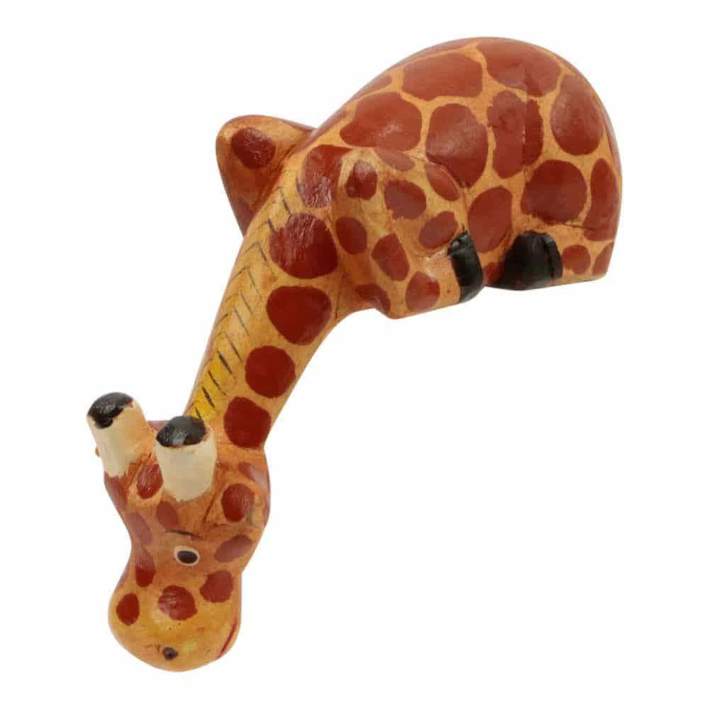 Statue aus Holz Giraffe schaut nach unten (15 x 14 x 6 cm)