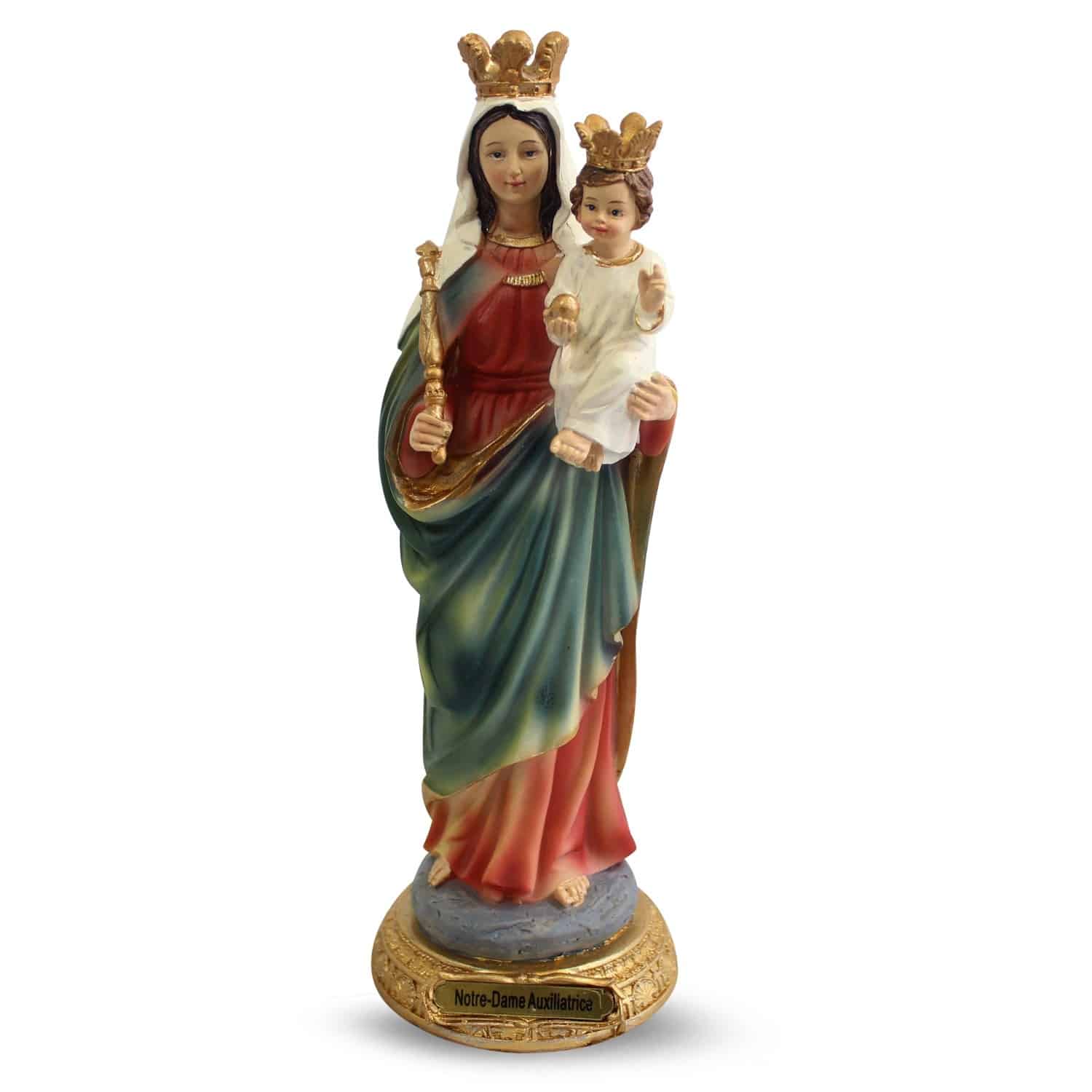Statue der Mutter Maria mit Kind Jesu und Krone (22 cm)