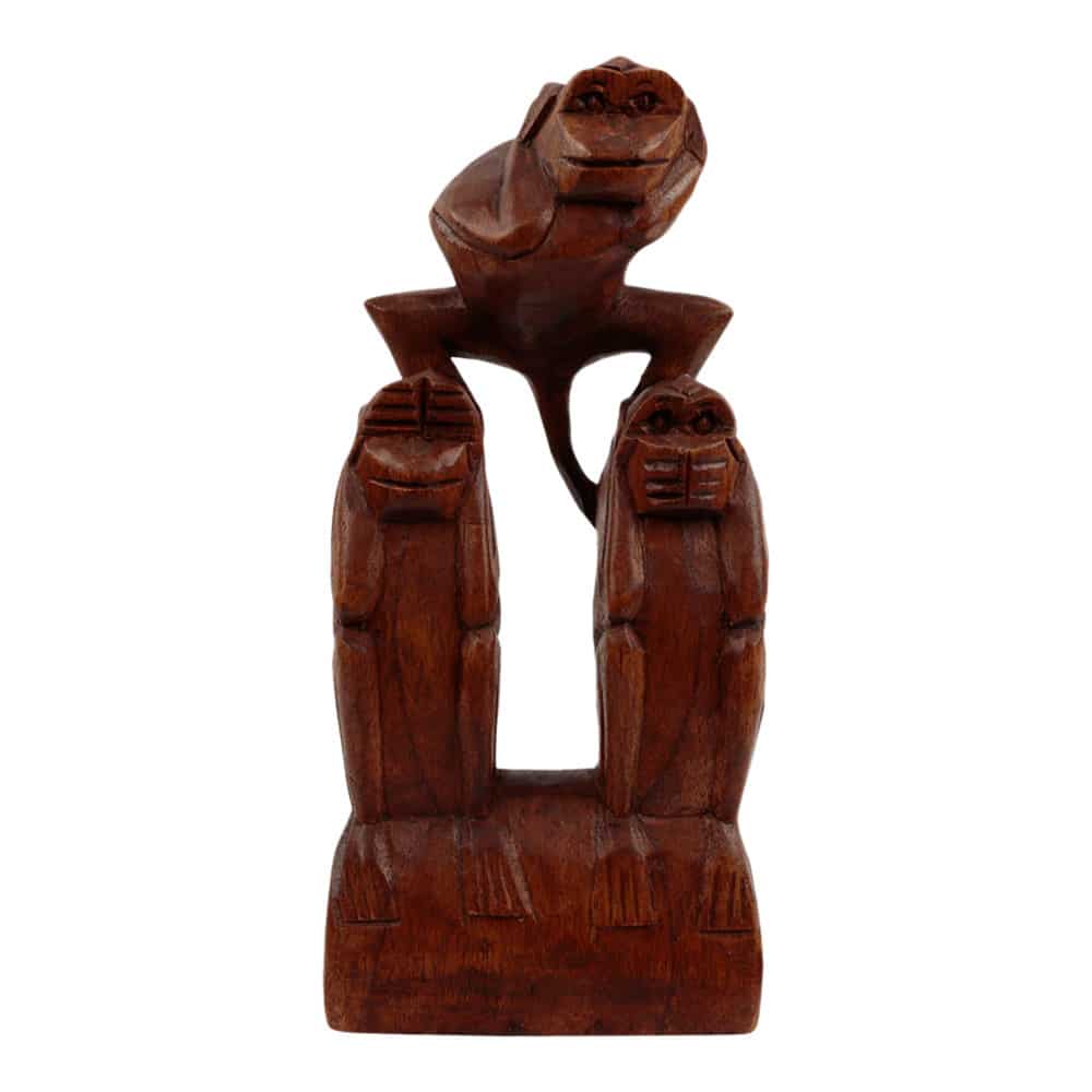 Statue Holz Affen Nichts h-ren- nichts sagen- nichts sehen (21 cm)