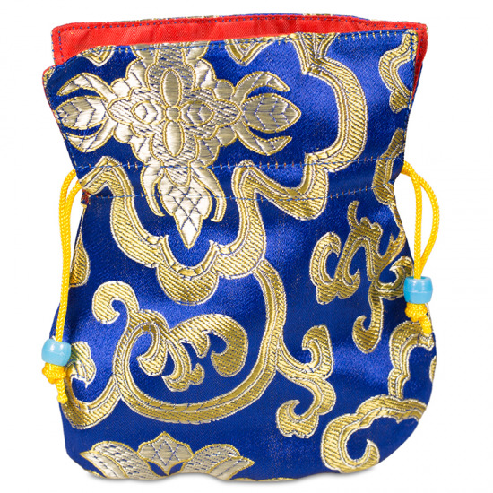 Tasche aus Brokat (blau mit rot gef-ttert)