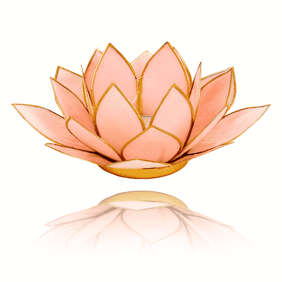 Teelichthalter - Lotusblume (Stimmungslicht- pastel-rosafarbend- goldener Rand- gro-)