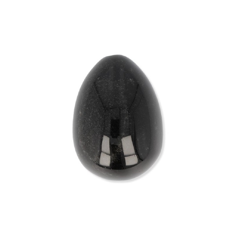 Yoni-Ei aus Silber-Obsidian (43 x 30 mm)